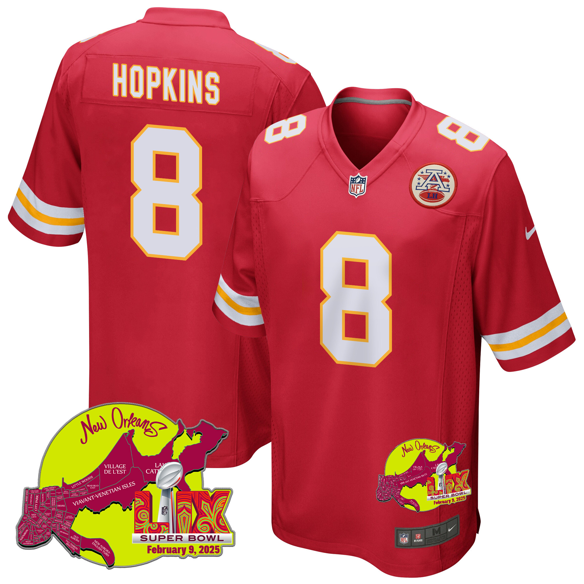 DeAndre Hopkins #8 Kansas City Chiefs Super Bowl LIX Game Jersey - Men's | Red