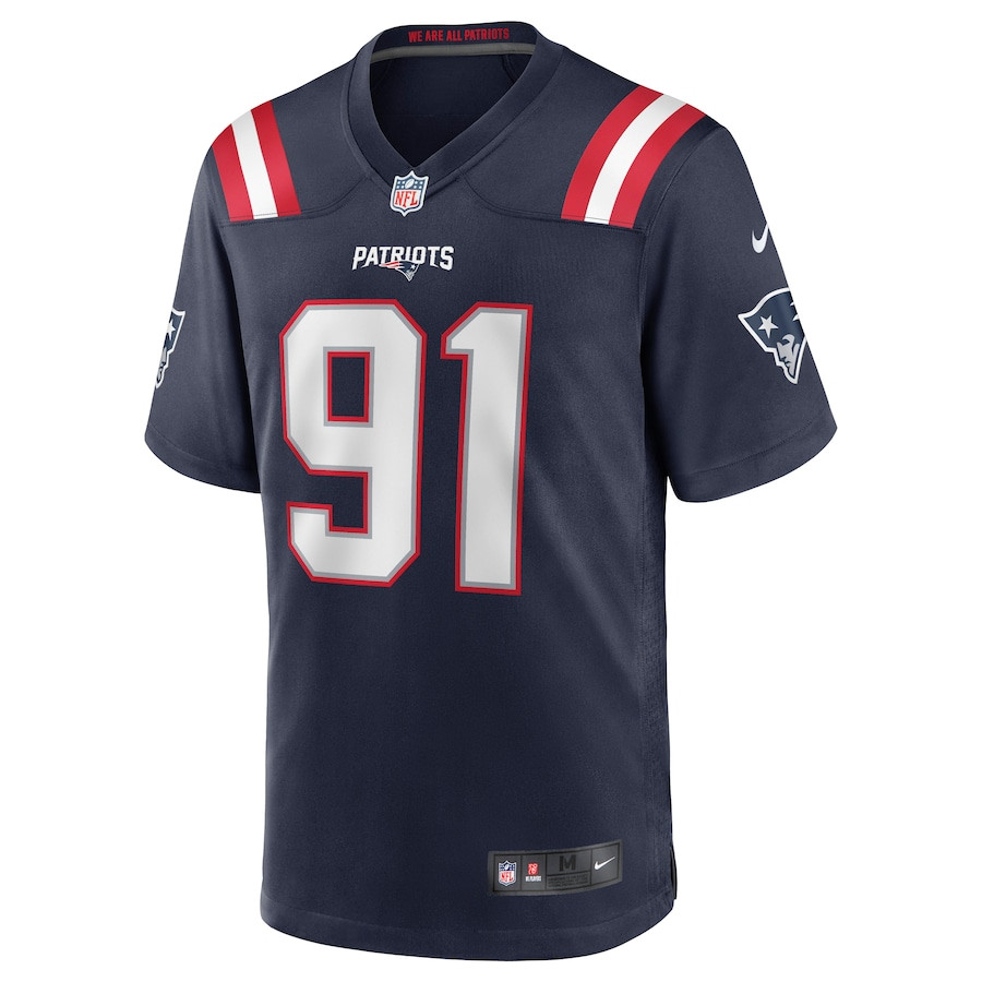 Alternative view of Deatrich Wise Jr. #91 New England Patriots Game Jersey - Men's | Navy