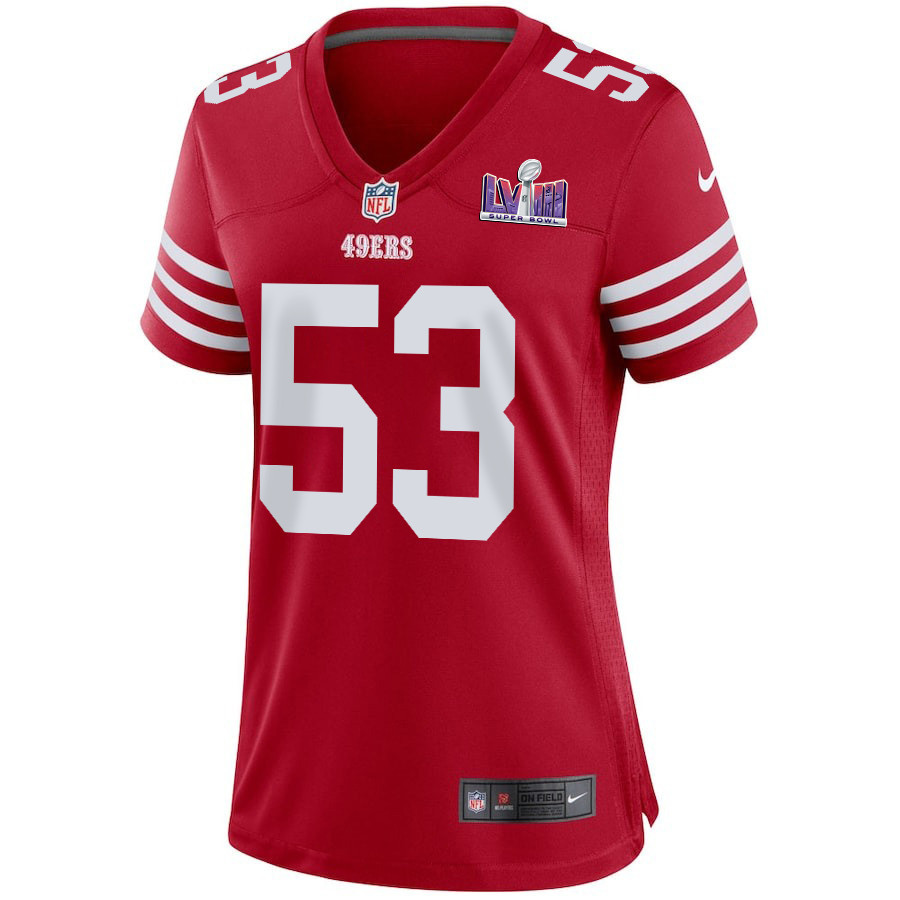Alternative view of Dee Winters #53 San Francisco 49ers Super Bowl LVIII Patch Game Jersey - Women's | Scarlet