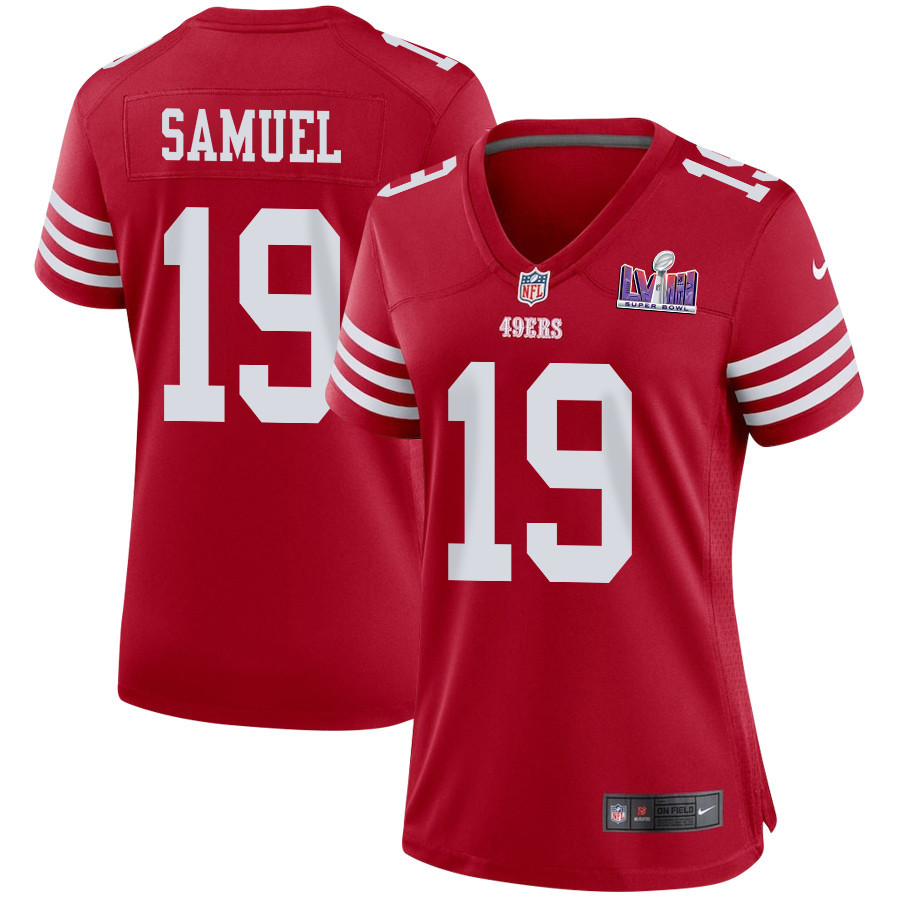 Deebo Samuel #19 San Francisco 49ers Super Bowl LVIII Patch Game Jersey - Women's | Scarlet
