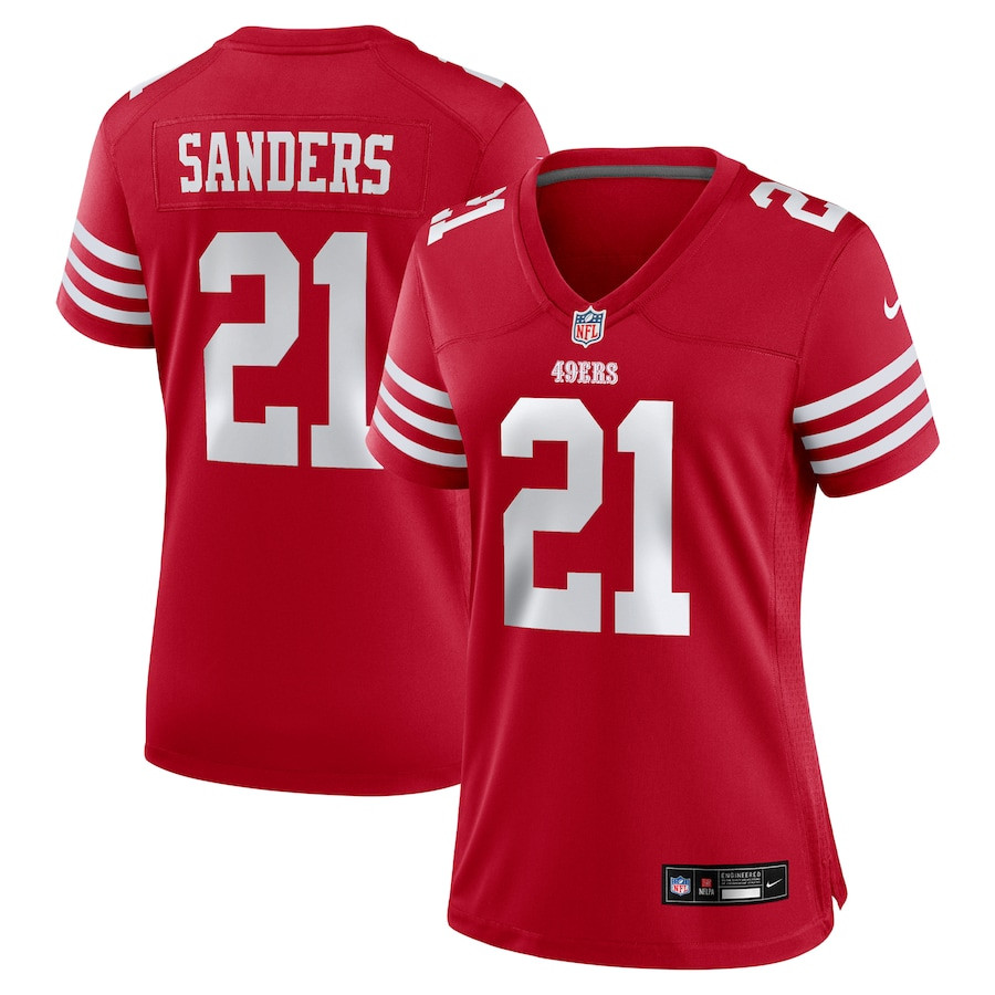 Deion Sanders #21 San Francisco 49ers Retired Player Game Jersey - Women's | Scarlet