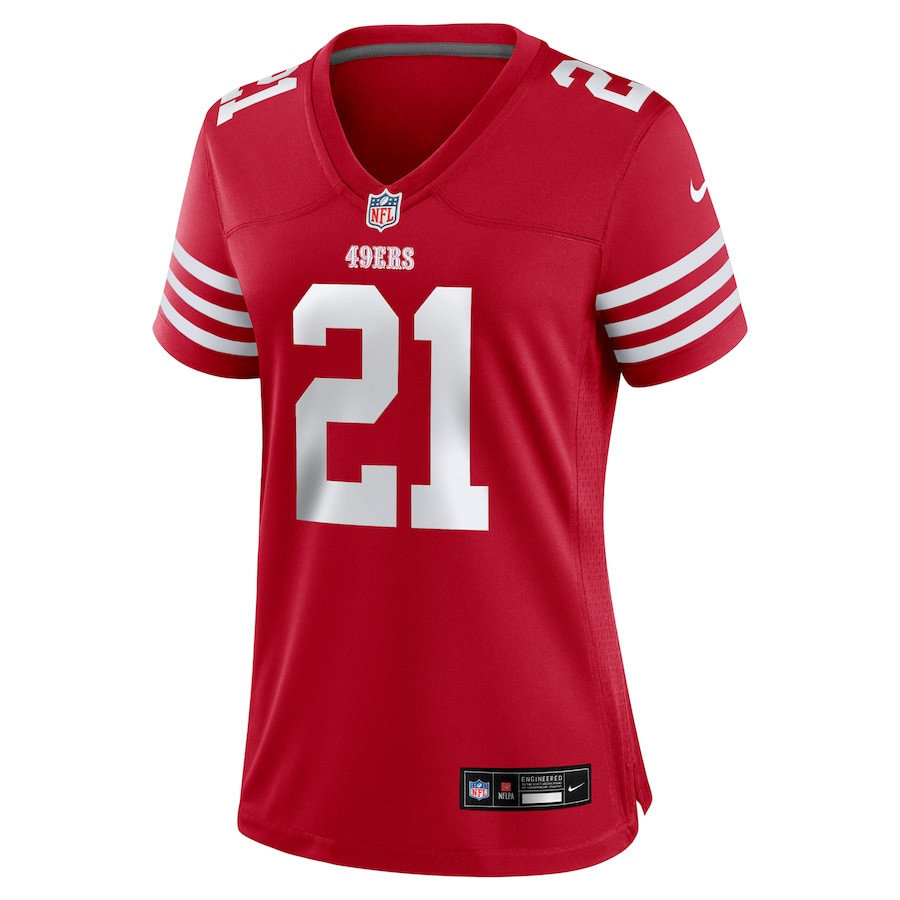 Alternative view of Deion Sanders #21 San Francisco 49ers Retired Player Game Jersey - Women's | Scarlet