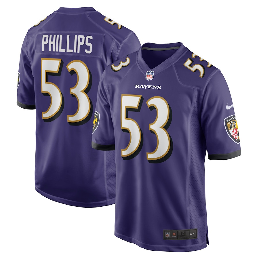 Del'Shawn Phillips #53 Baltimore Ravens Game Jersey - Men's | Purple