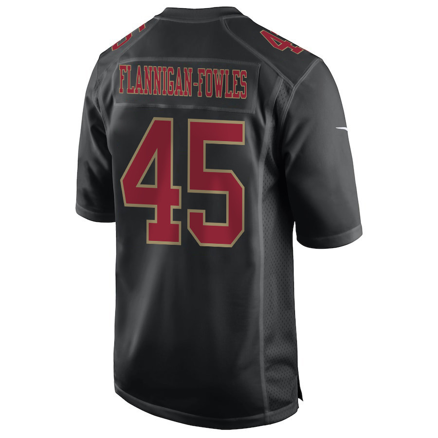 Demetrius Flannigan-Fowles #45 San Francisco 49ers Super Bowl LVIII Patch Game Jersey - Men's | Carbon Black - Image 3