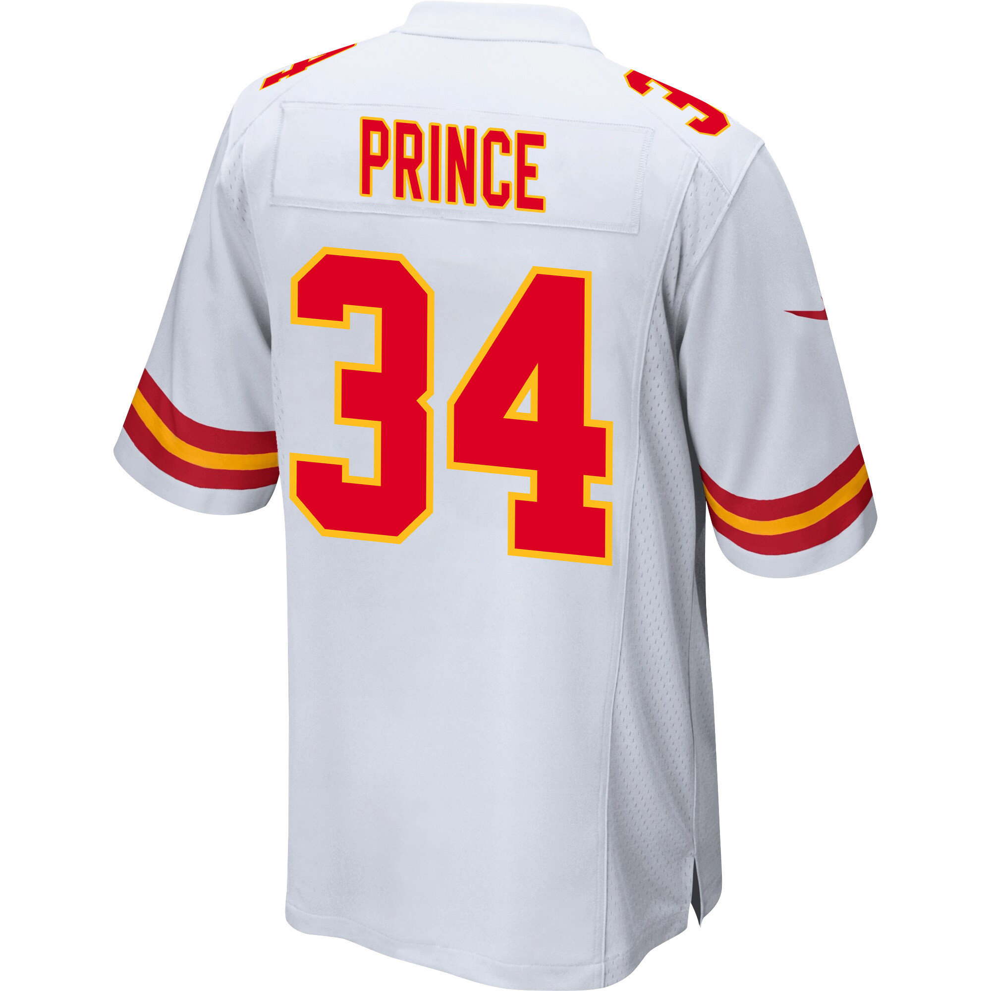 Deneric Prince #34 Kansas City Chiefs Super Bowl LVIII Champions 4 Stars Patch Game Jersey - Men's | White - Image 3