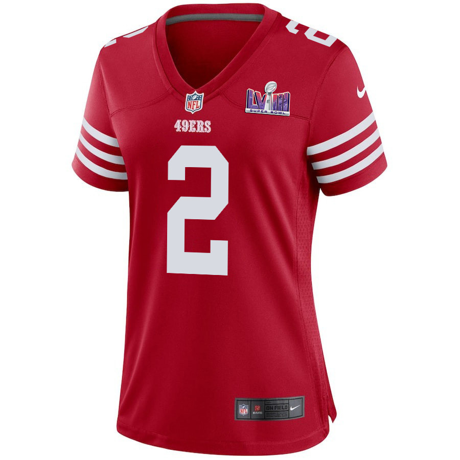 Alternative view of Deommodore Lenoir #2 San Francisco 49ers Super Bowl LVIII Patch Game Jersey - Women's | Scarlet