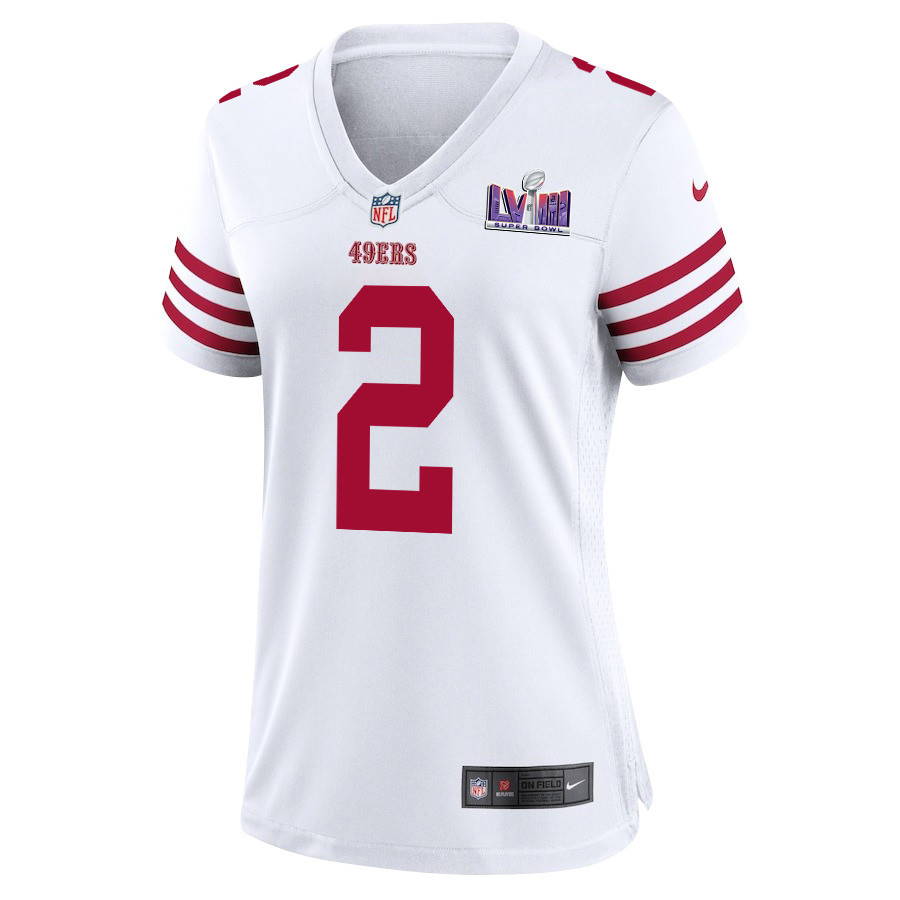 Alternative view of Deommodore Lenoir #2 San Francisco 49ers Super Bowl LVIII Patch Game Jersey - Women's | White