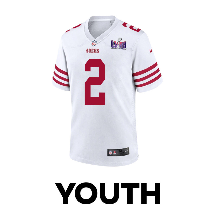 Alternative view of Deommodore Lenoir #2 San Francisco 49ers Super Bowl LVIII Patch Game Jersey - Youth | White