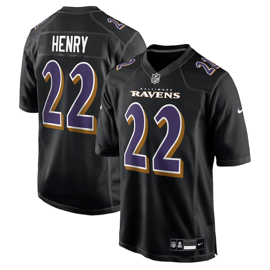 Derrick Henry #22 Baltimore Ravens Game Jersey - Men's | Carbon Black