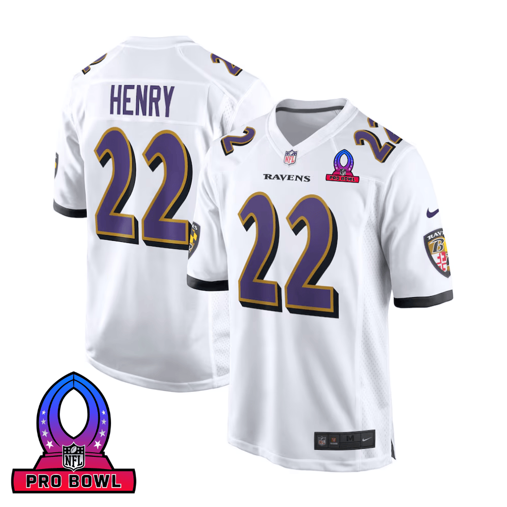 Derrick Henry #22 Baltimore Ravens Game Jersey - Men's | White