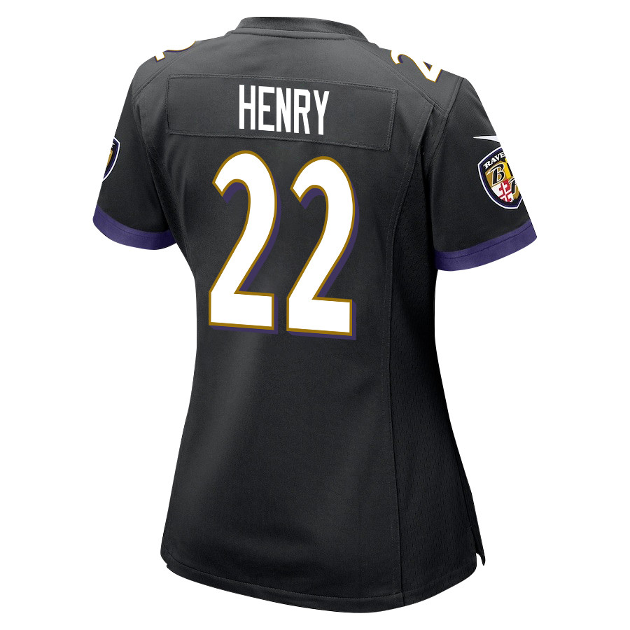 Derrick Henry #22 Baltimore Ravens Game Jersey - Women's | Black - Image 3