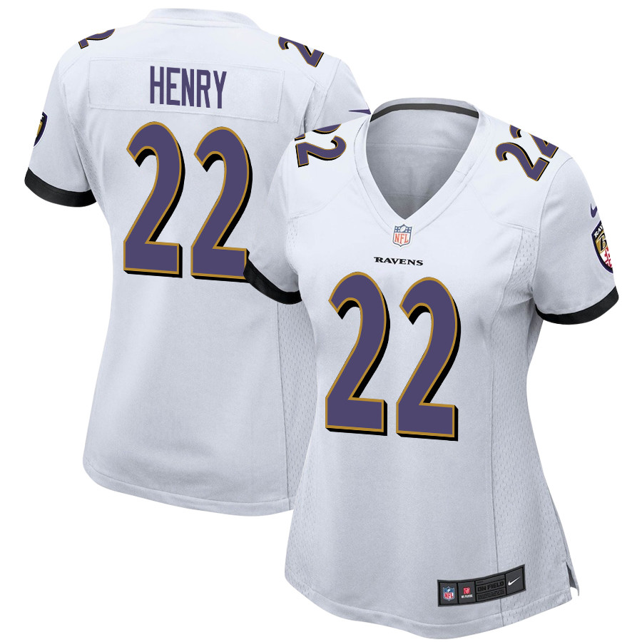 Derrick Henry #22 Baltimore Ravens Game Jersey - Women's | White