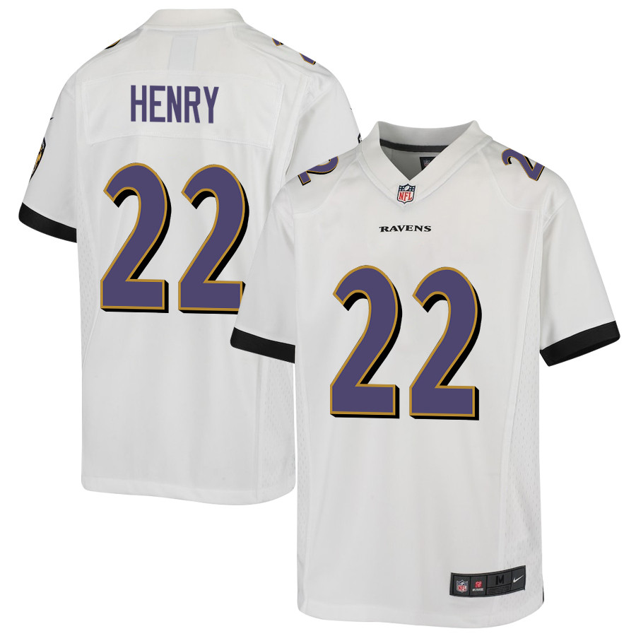 Derrick Henry #22 Baltimore Ravens Game Jersey - Youth | White