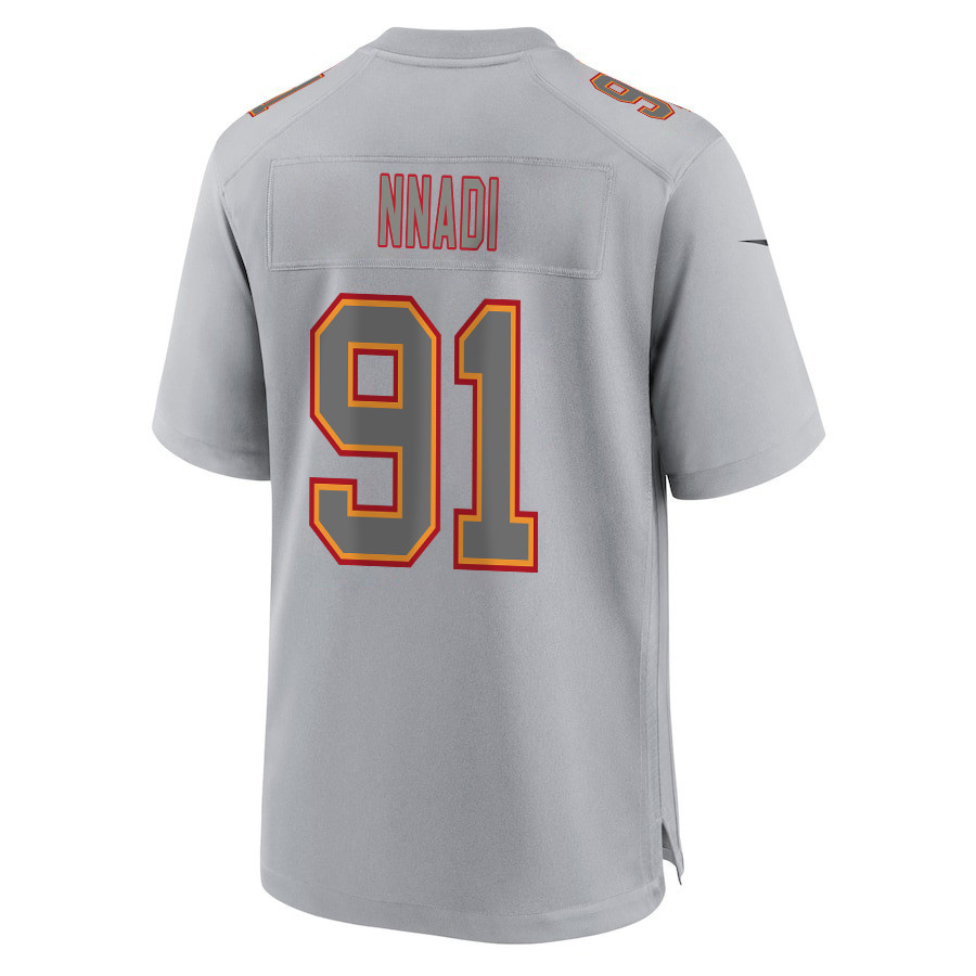 Derrick Nnadi #91 Kansas City Chiefs Super Bowl LVIII Champions 4 Stars Patch Game Jersey - Men's | Gray - Image 3