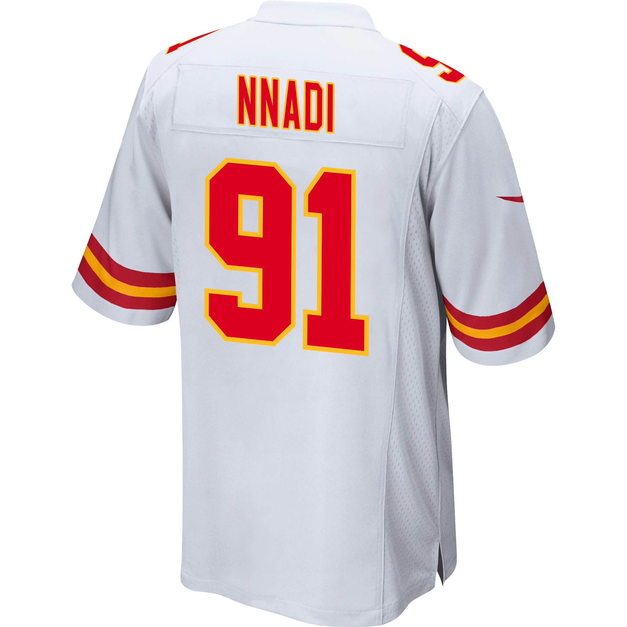 Derrick Nnadi #91 Kansas City Chiefs Super Bowl LVIII Champions 4 Stars Patch Game Jersey - Men's | White - Image 3