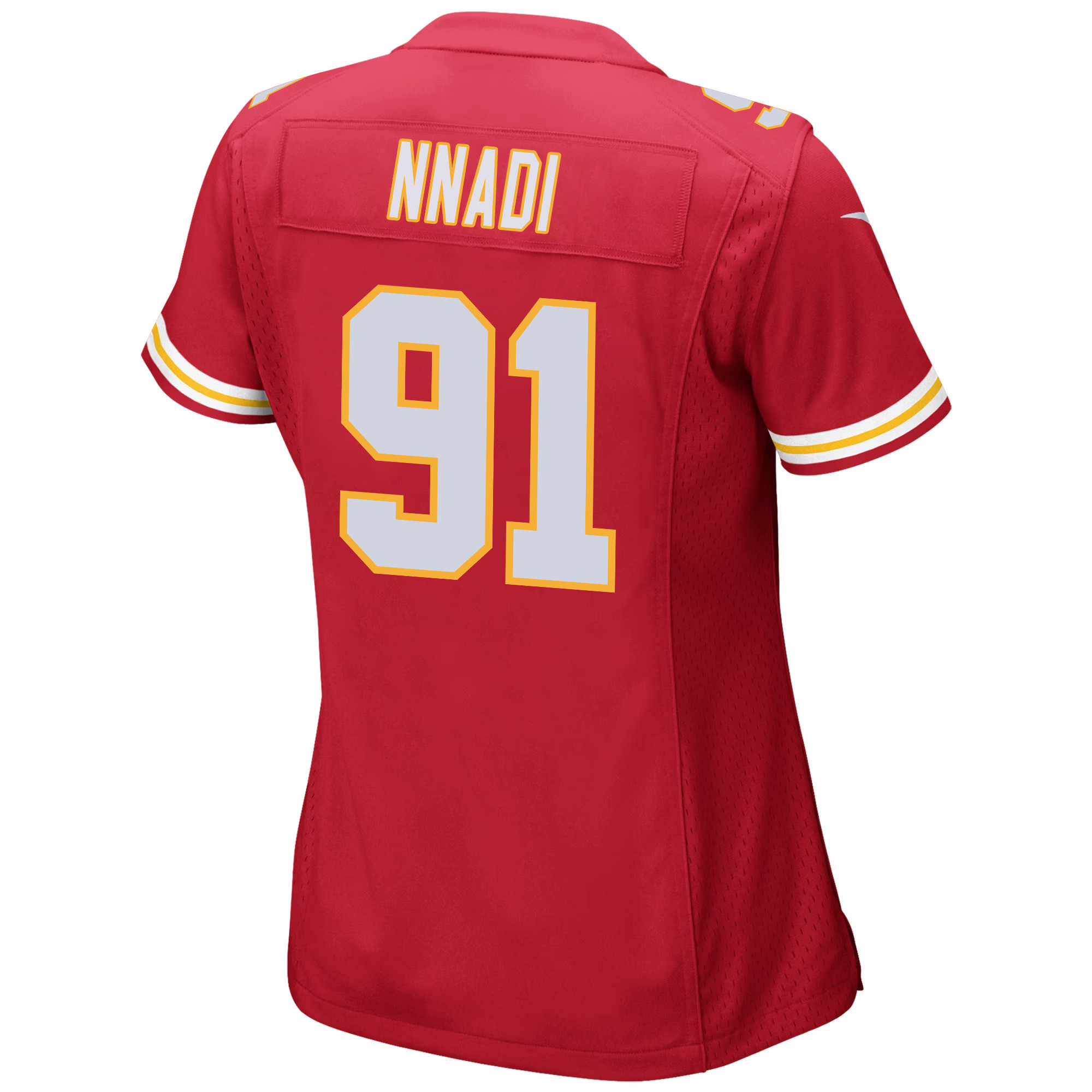 Derrick Nnadi #91 Kansas City Chiefs Super Bowl LVIII Champions 4 Stars Patch Game Jersey - Women's | Red - Image 3