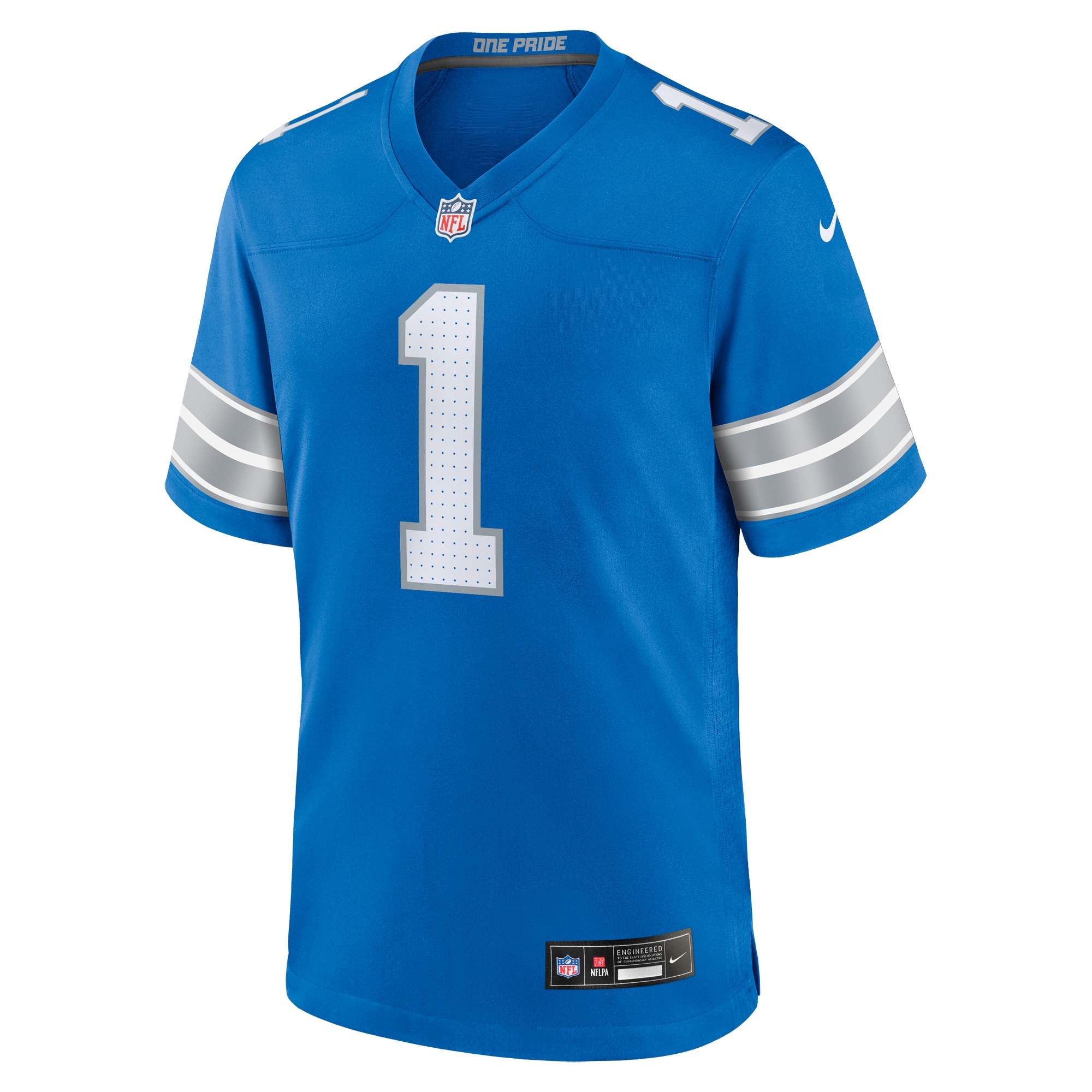 Alternative view of Detroit Lions Number #1 Detroit Lions Game Jersey - Men's