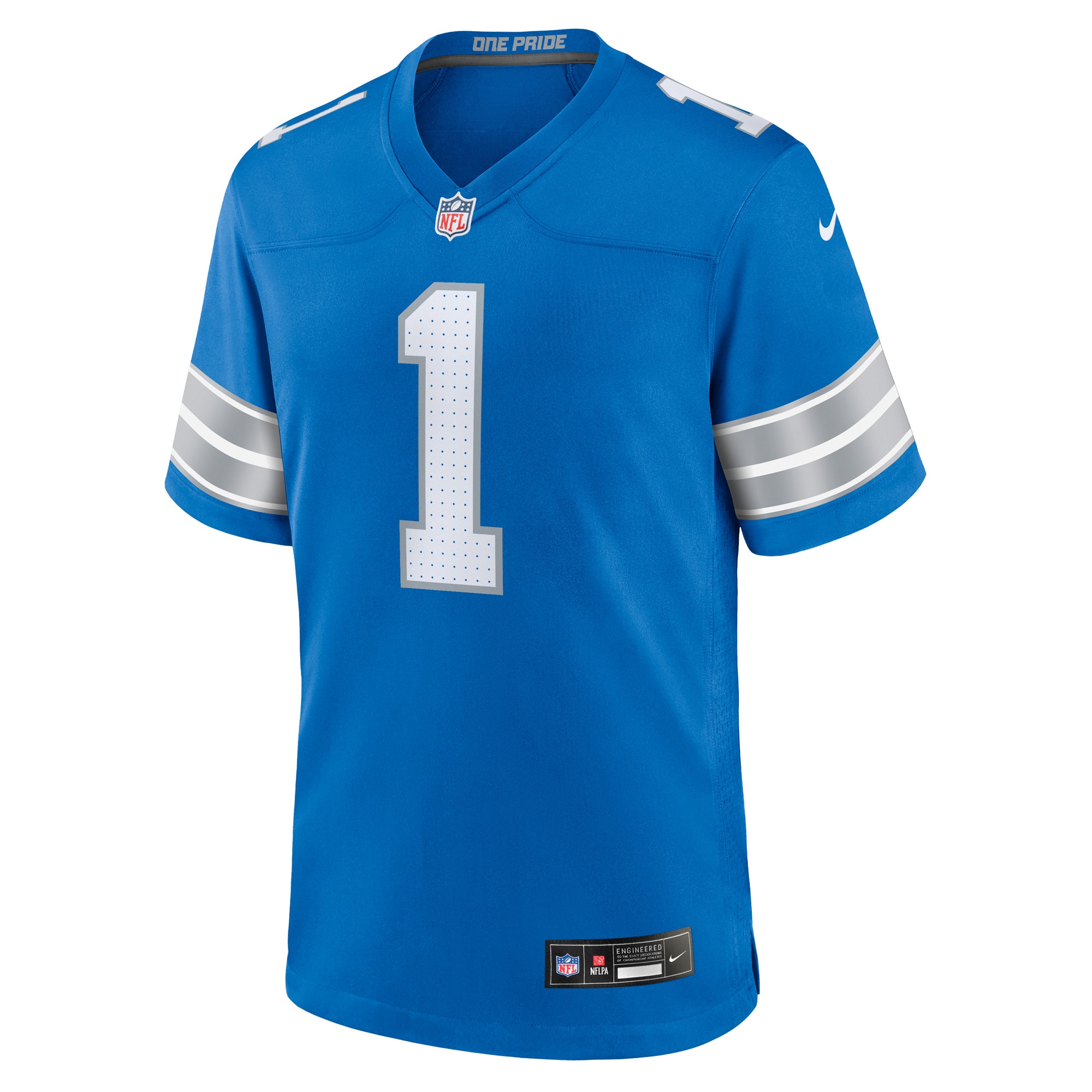 Alternative view of Detroit Lions Number #1 Detroit Lions Game Jersey - Men's