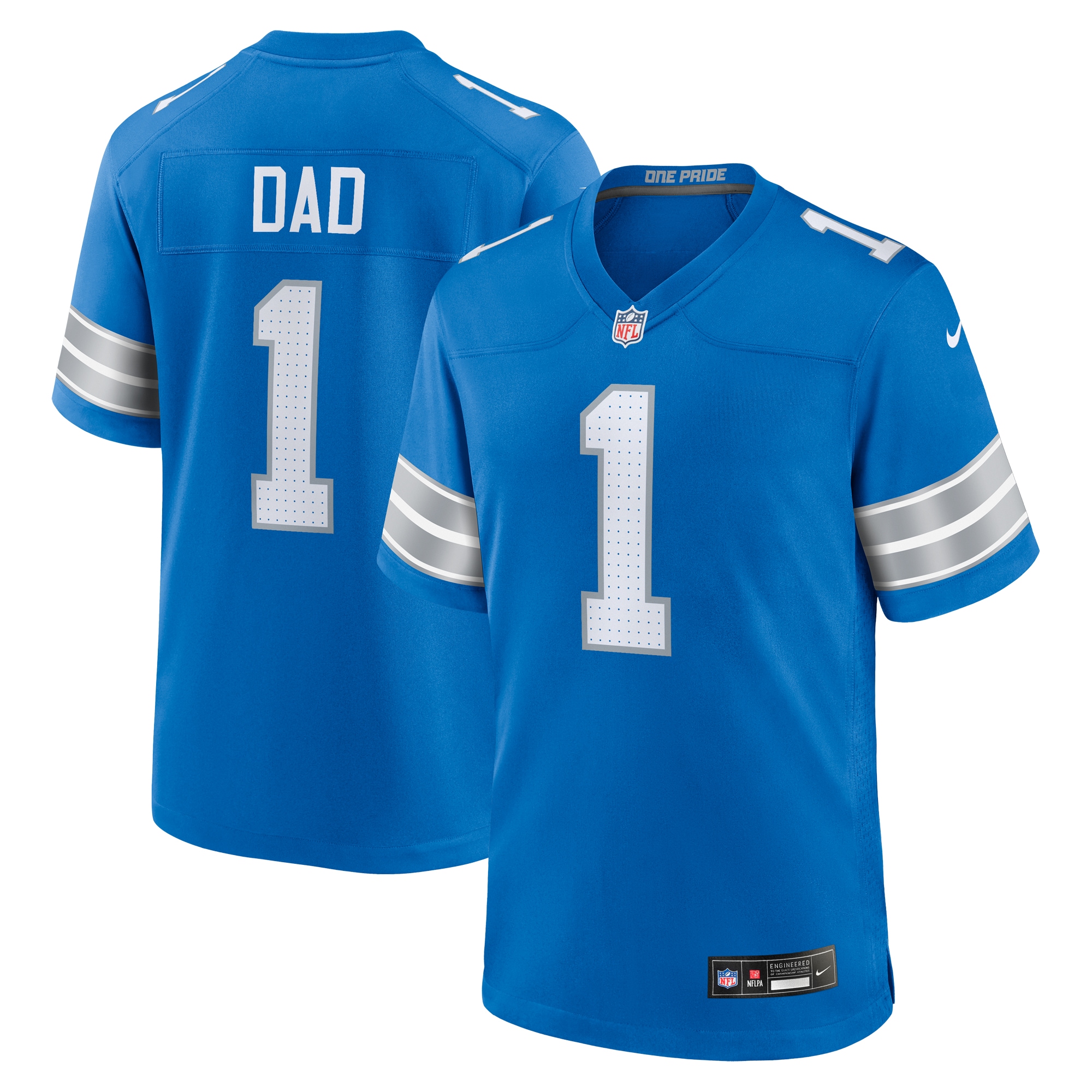 Detroit Lions Number #1 Detroit Lions Game Jersey - Men's