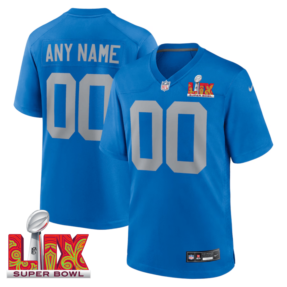 Detroit Lions Super Bowl LIX Patch Game Jersey - Men's | Blue