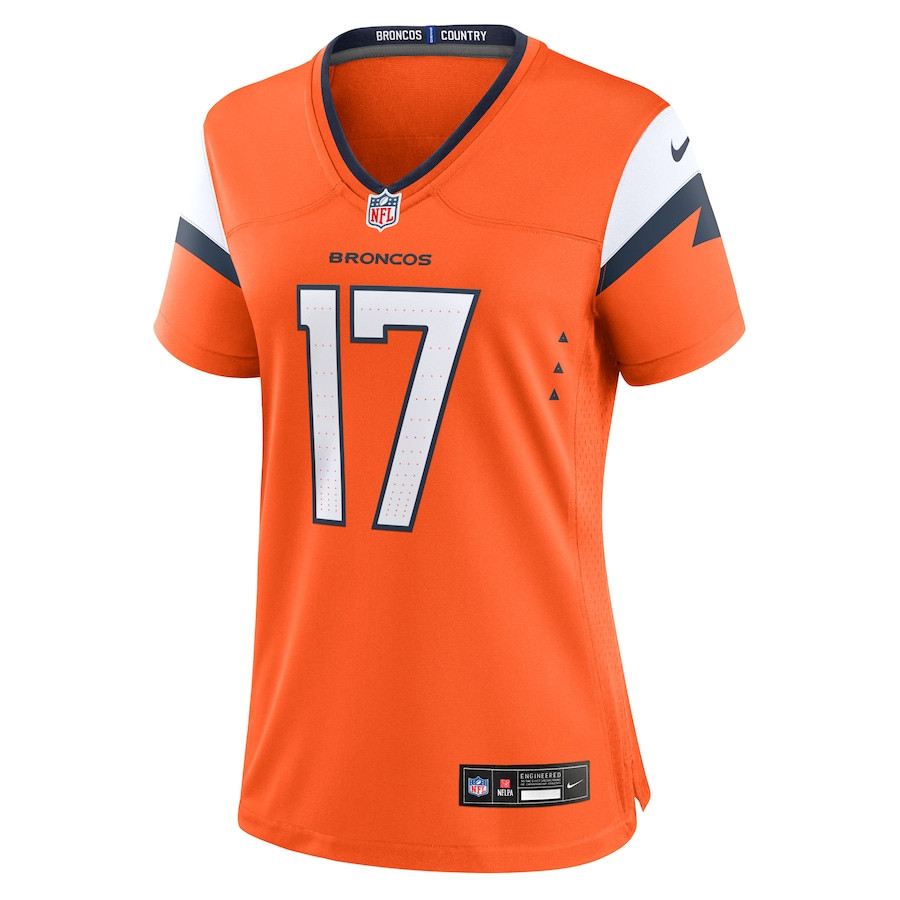 Alternative view of Devaughn Vele #17 Denver Broncos Game Jersey - Women's | Orange