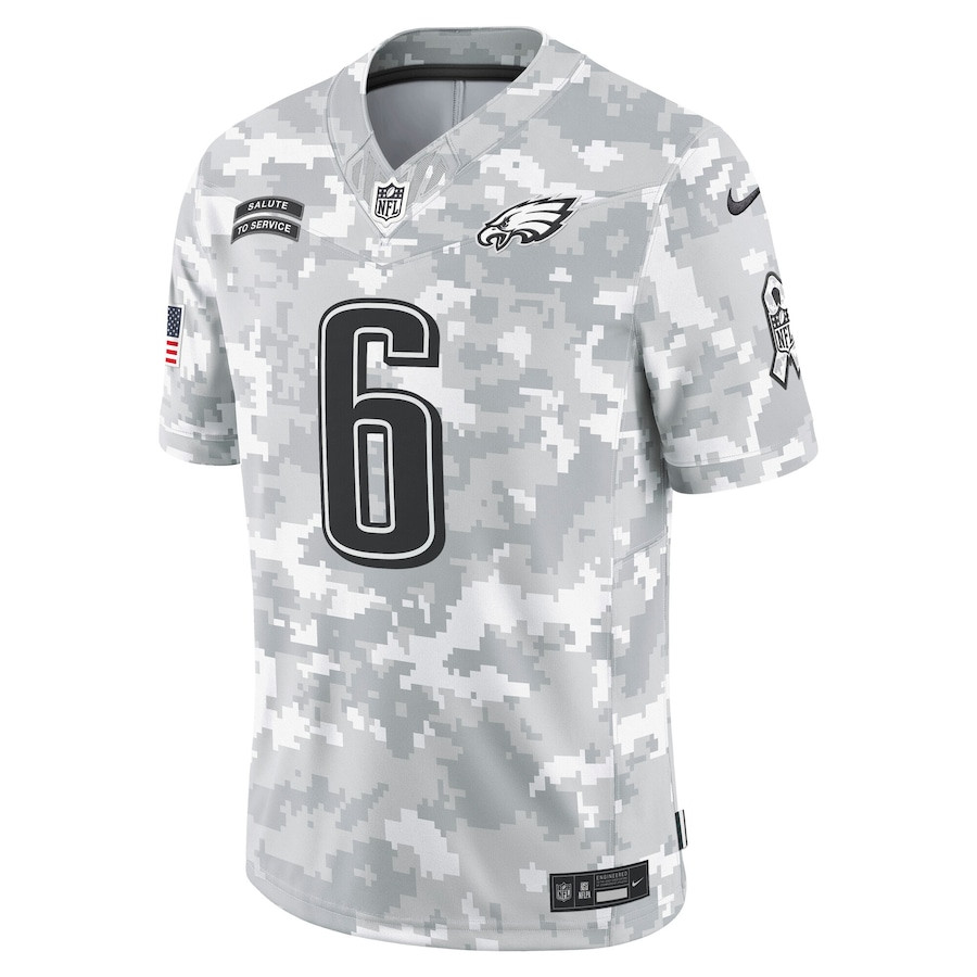 Alternative view of DeVonta Smith #6 Philadelphia Eagles Salute To Service Limited Jersey - Men's | Arctic Camo