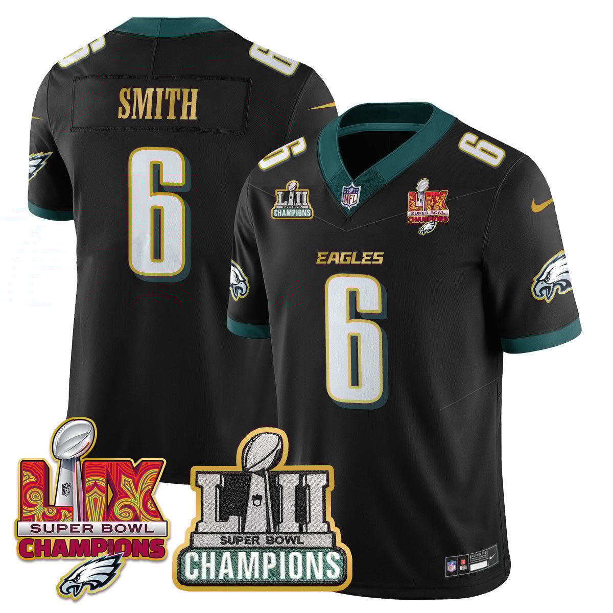 DeVonta Smith #6 Philadelphia Eagles Super Bowl Limited Jersey - Men's | Black