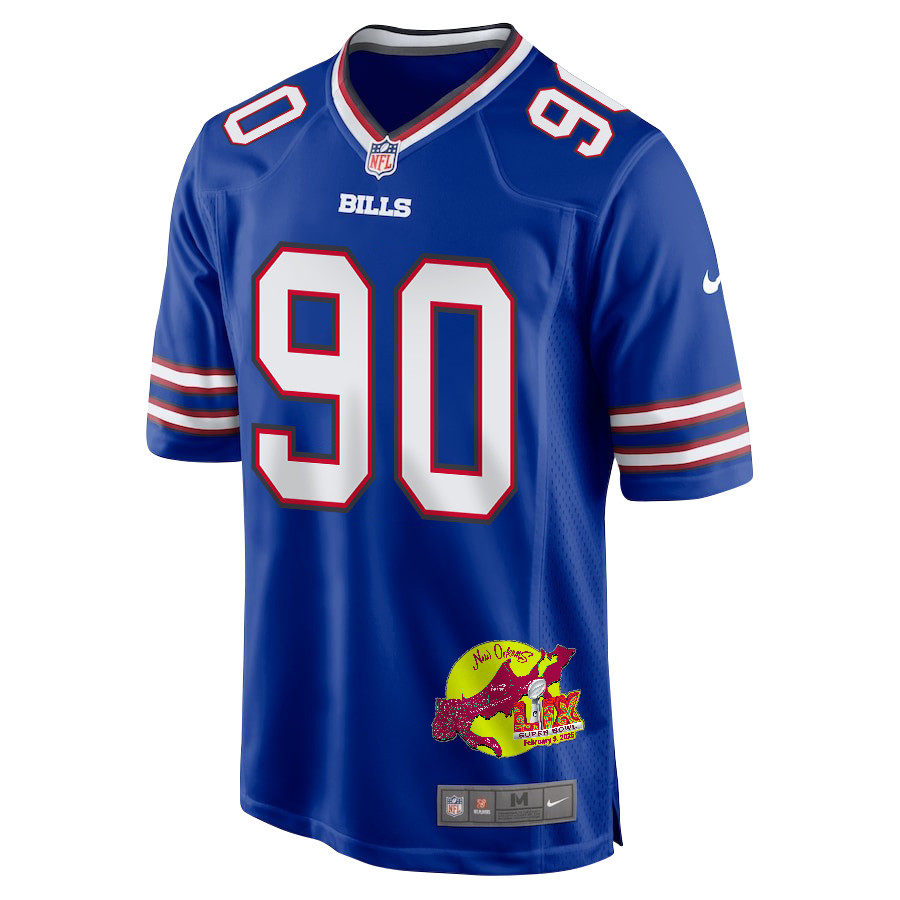 DeWayne Carter #90 Buffalo Bills Super Bowl LIX Game Jersey - Men's | Royal - Image 3