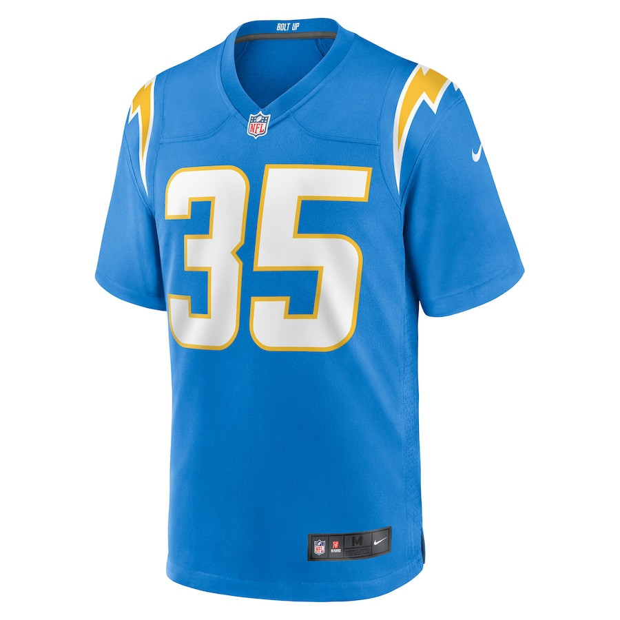 Alternative view of Dicaprio Bootle #35 Los Angeles Chargers Game Jersey - Men's | Powder Blue