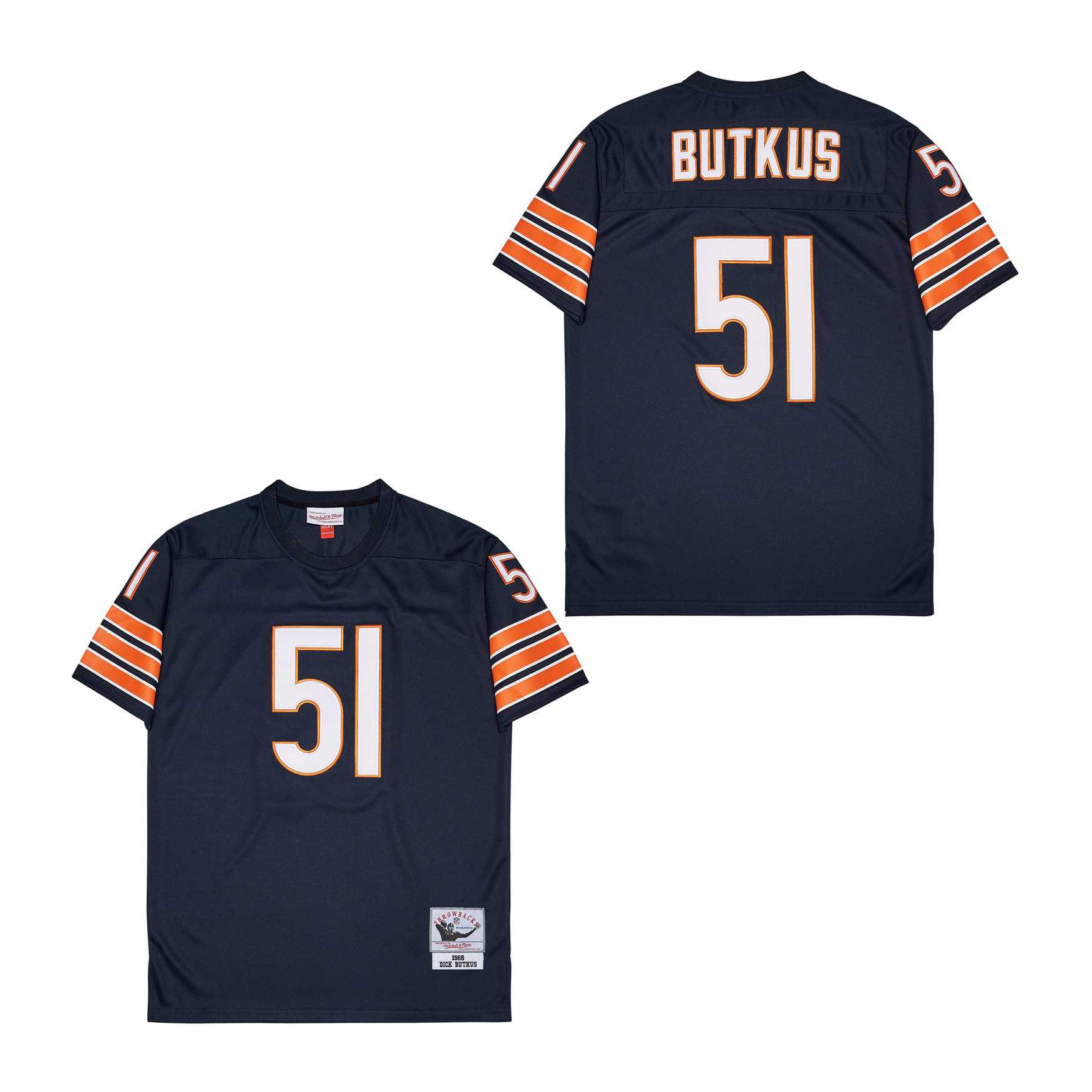 Alternative view of Dick Butkus #51 Chicago Bears Throwback Game Jersey - Men's | Dark Navy