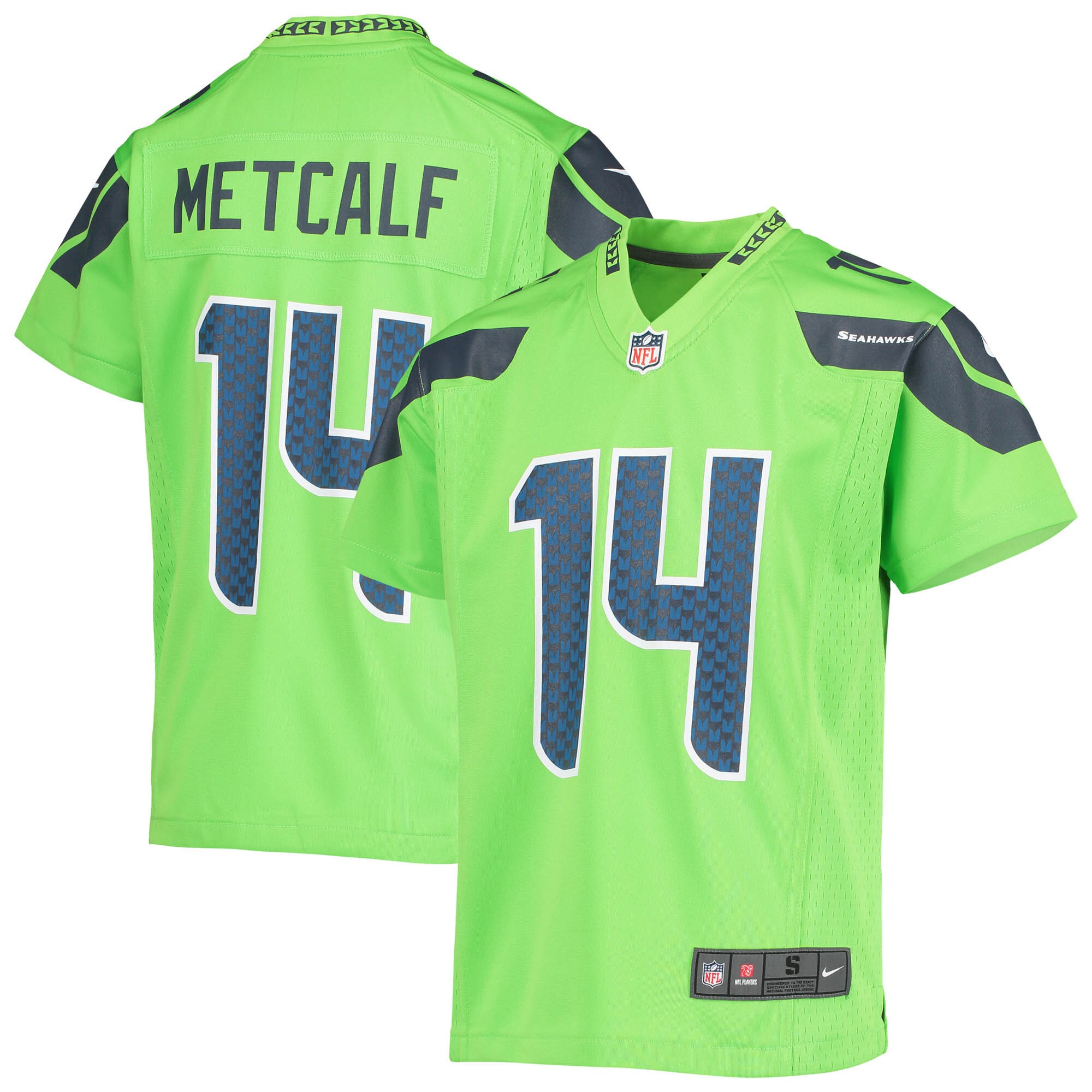 DK Metcalf Neon Seattle Seahawks Game Jersey - Youth