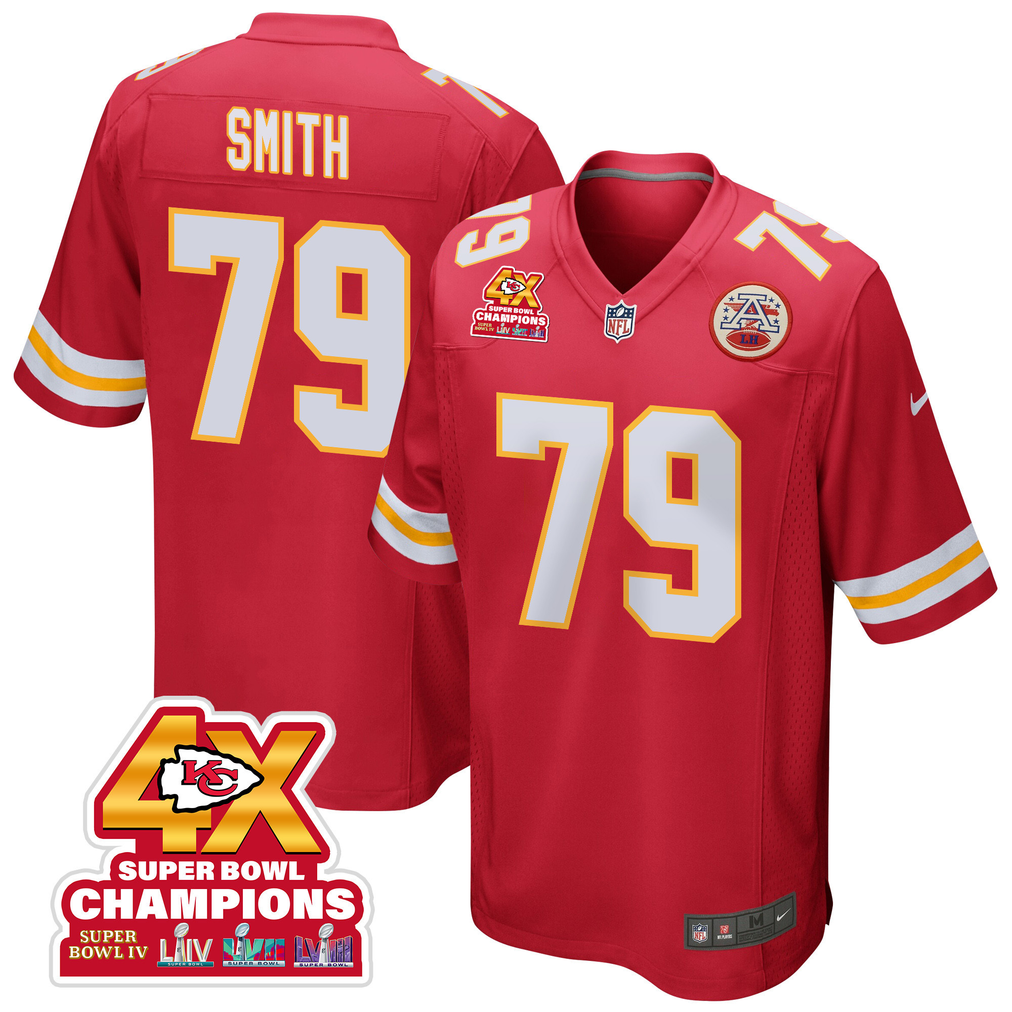 Donovan Smith #79 Kansas City Chiefs Super Bowl LVIII Champions 4X Game Jersey - Men's | Red