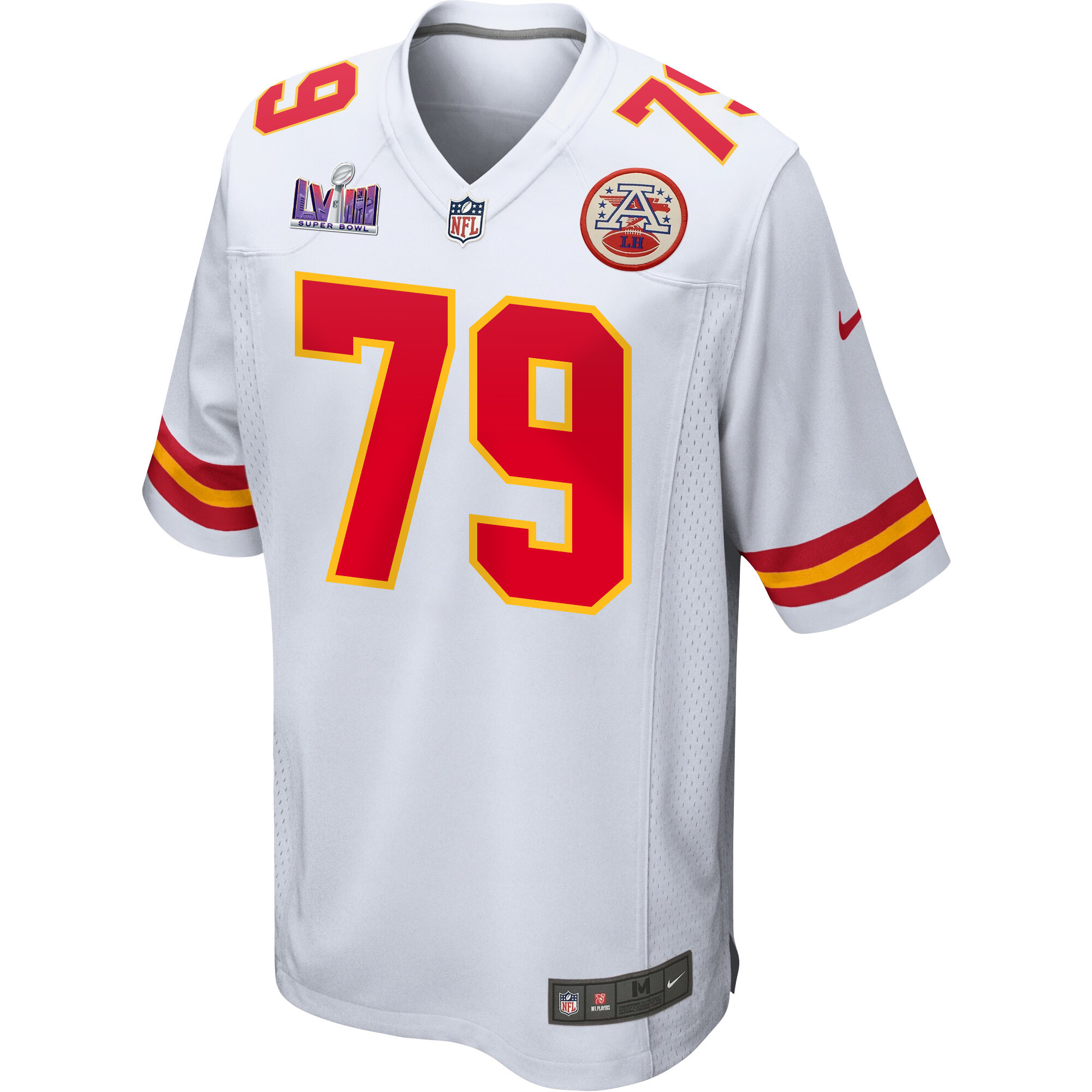 Alternative view of Donovan Smith #79 Kansas City Chiefs Super Bowl LVIII Patch Game Jersey - Men's | White
