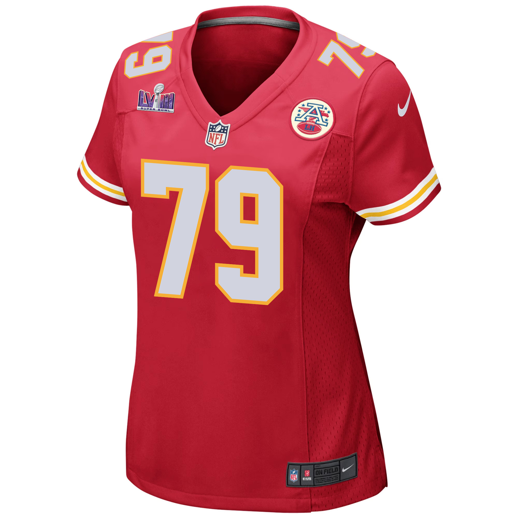 Alternative view of Donovan Smith #79 Kansas City Chiefs Super Bowl LVIII Patch Game Jersey - Women's | Red