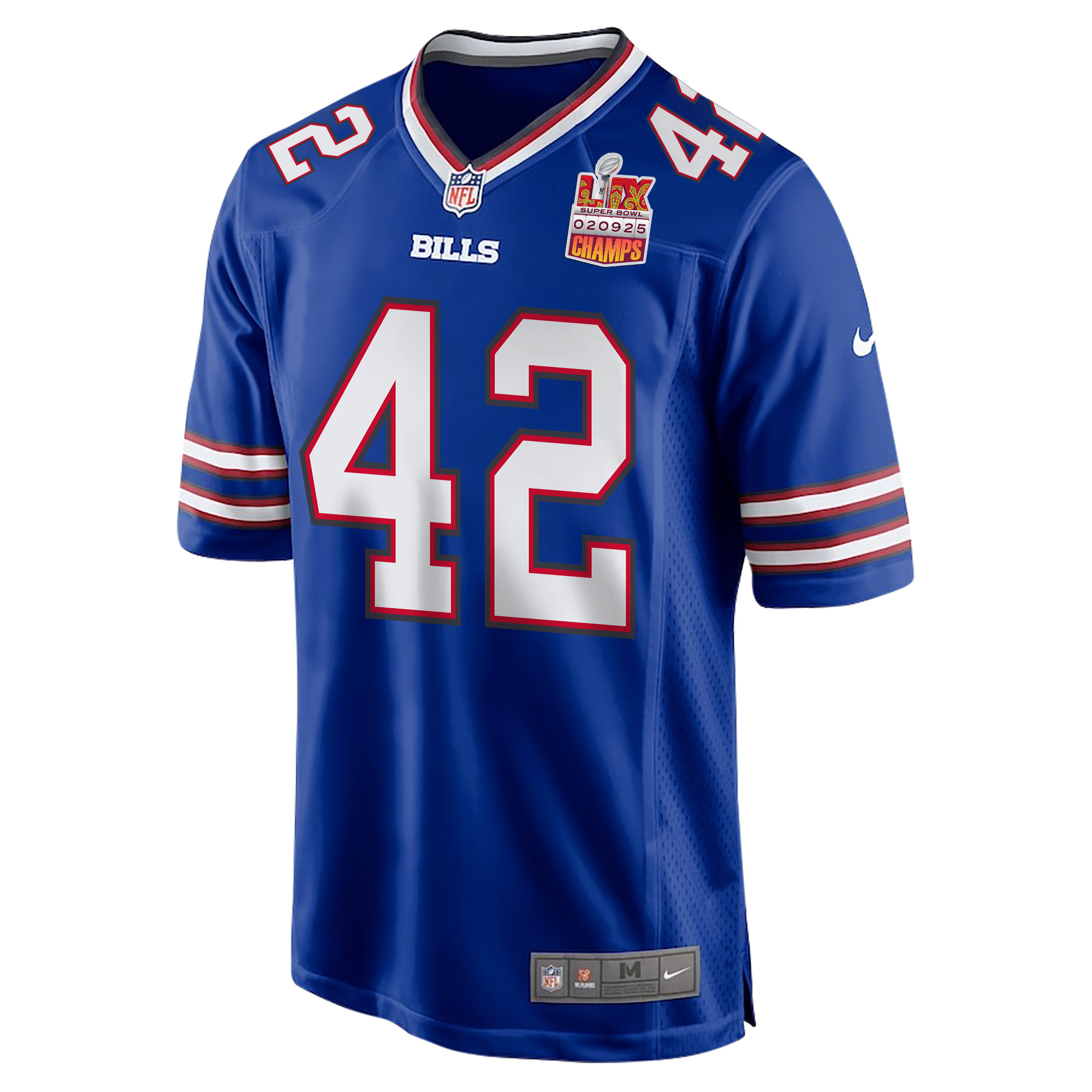 Dorian Williams #42 Buffalo Bills Super Bowl LIX Champions Patch Game Jersey - Men's | Royal - Image 3