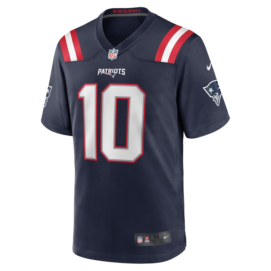 Alternative view of Drake Maye #10 New England Patriots Game Jersey - Men's | Navy