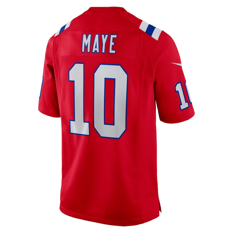 Drake Maye #10 New England Patriots Game Jersey - Men's | Red - Image 3