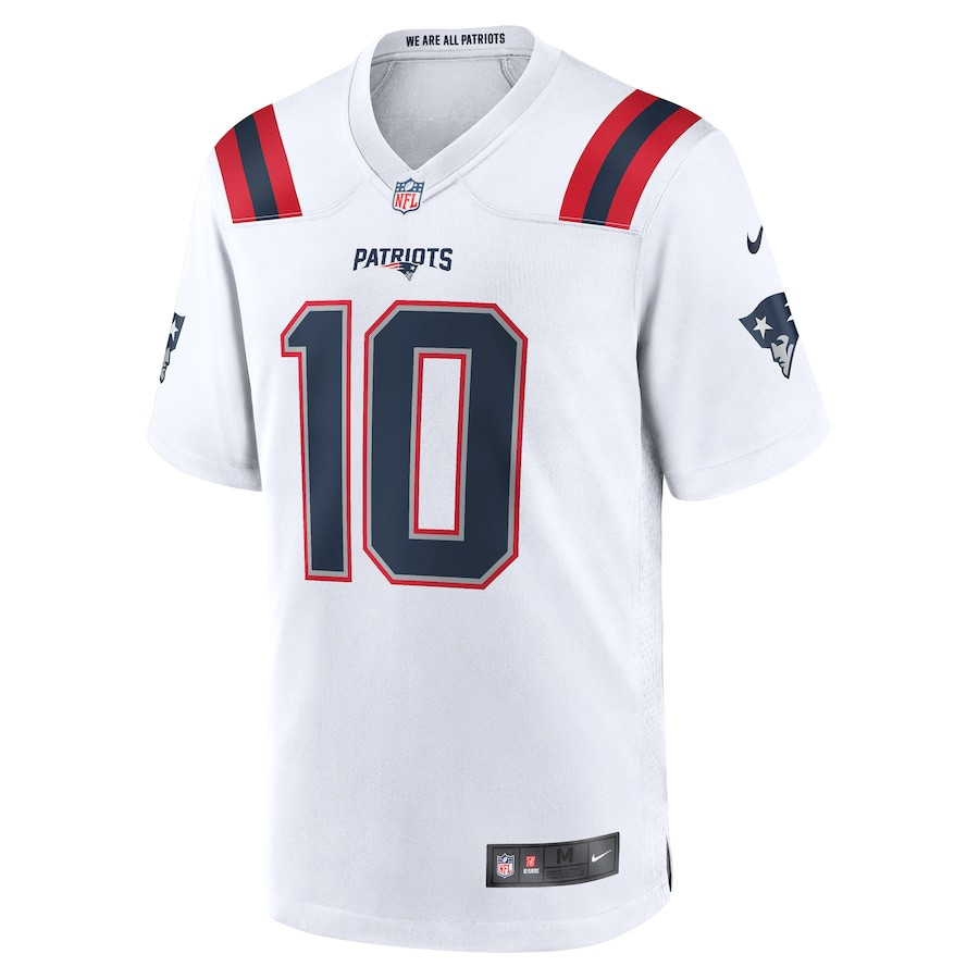 Alternative view of Drake Maye #10 New England Patriots Game Jersey - Men's | White