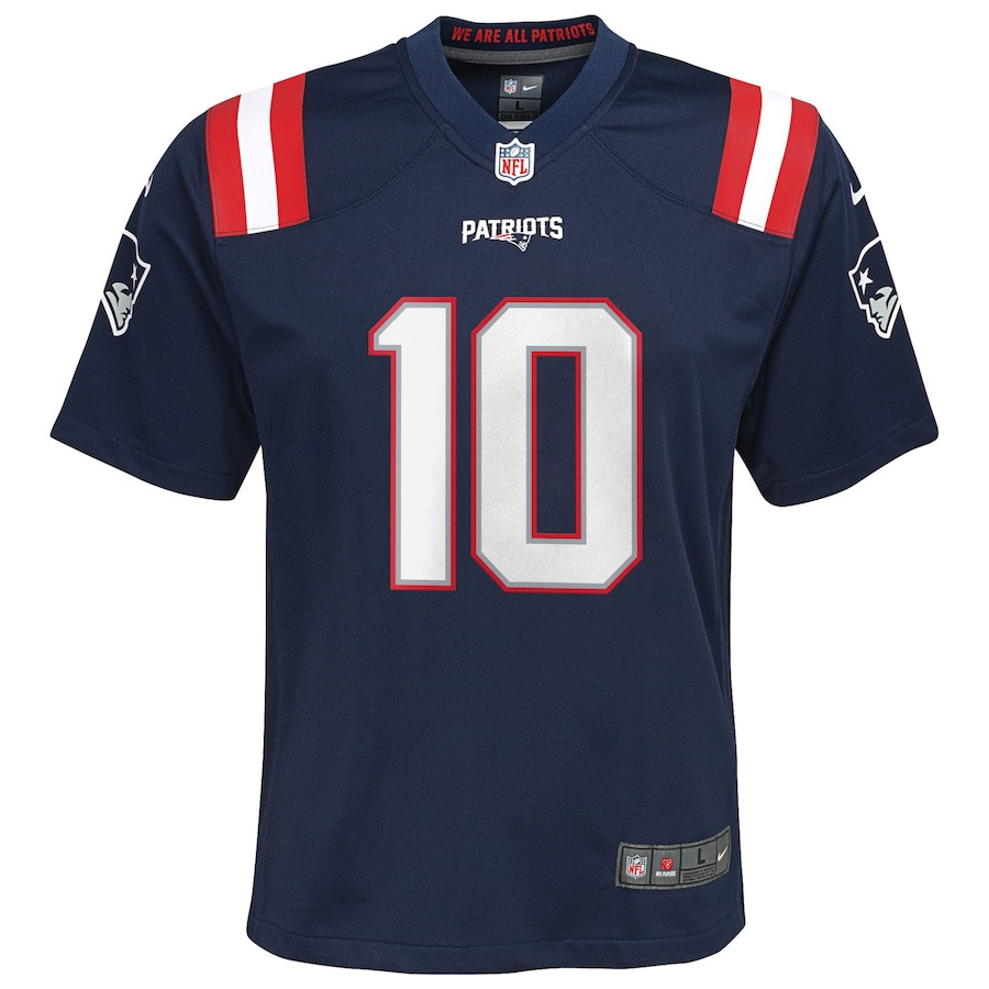 Alternative view of Drake Maye #10 New England Patriots Game Jersey - Youth | Navy