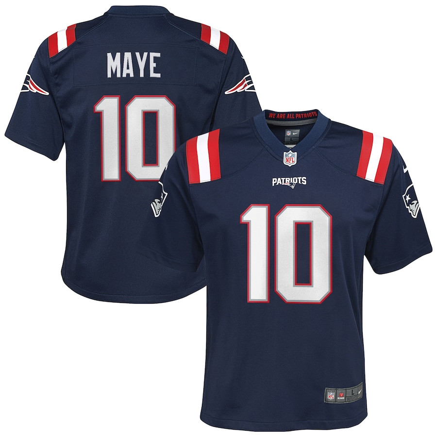 Drake Maye #10 New England Patriots Game Jersey - Youth | Navy