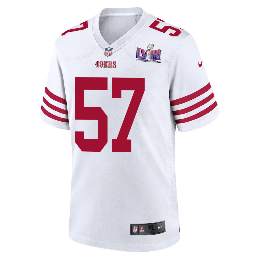 Alternative view of Dre Greenlaw #57 San Francisco 49ers Super Bowl LVIII Patch Game Jersey - Men's | White
