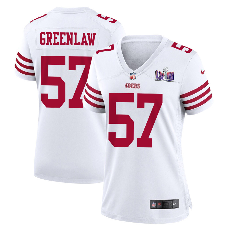 Dre Greenlaw #57 San Francisco 49ers Super Bowl LVIII Patch Game Jersey - Women's | White
