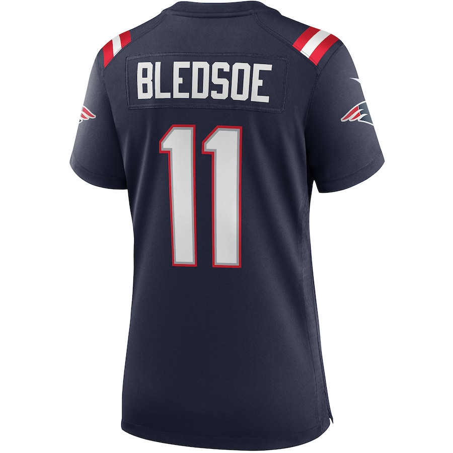 Drew Bledsoe #11 New England Patriots Game Jersey - Women's | Navy - Image 3