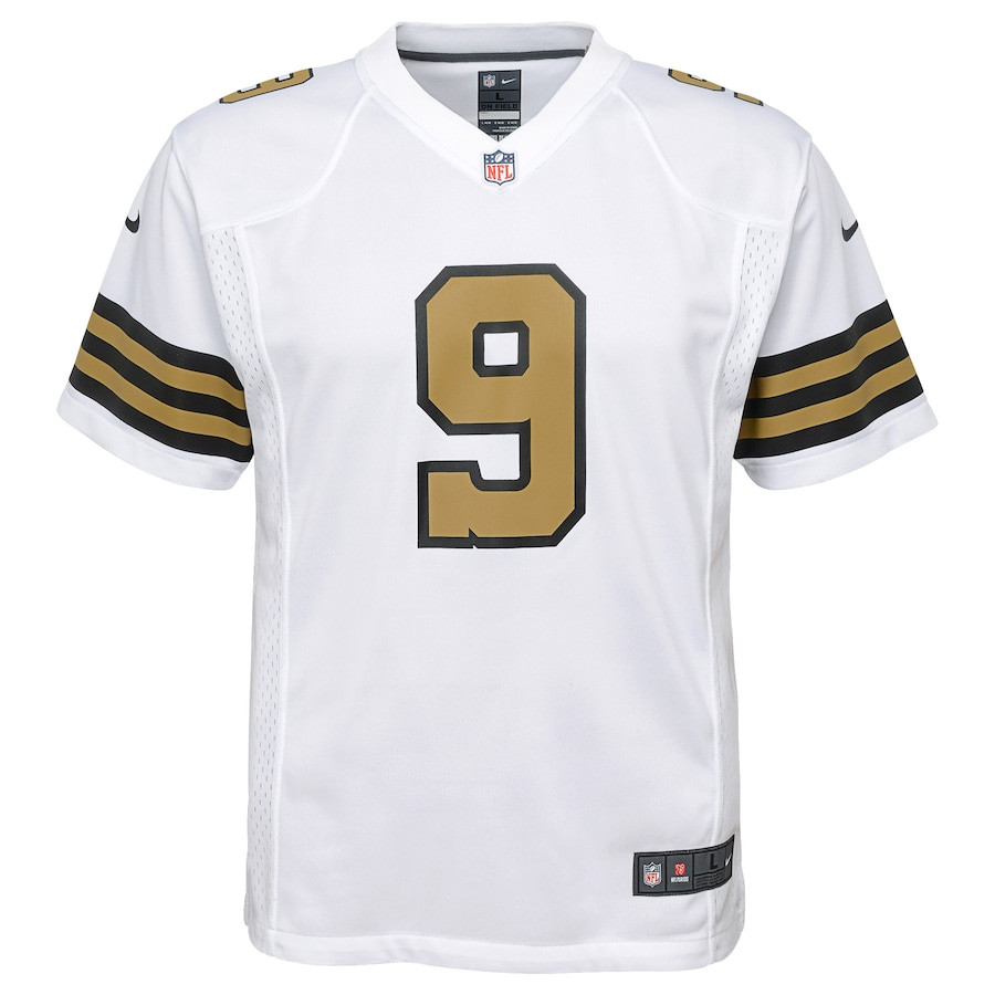 Alternative view of Drew Brees #9 New Orleans Saints Game Jersey - Youth | White