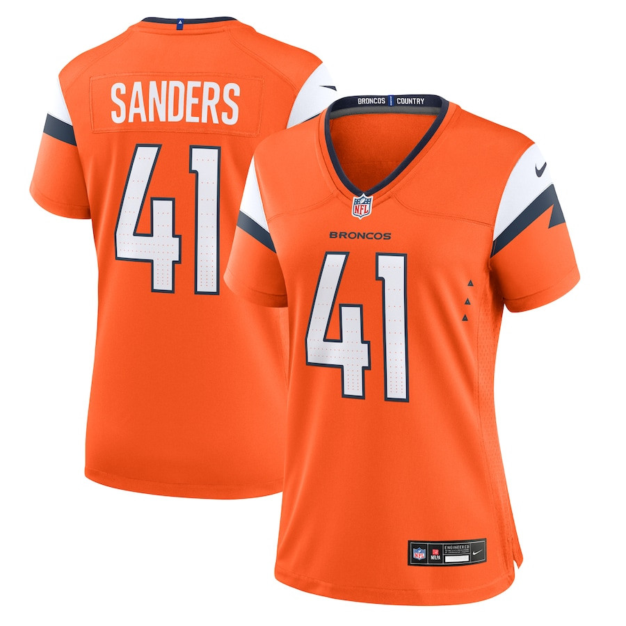 Drew Sanders #41 Denver Broncos Game Jersey - Women's | Orange