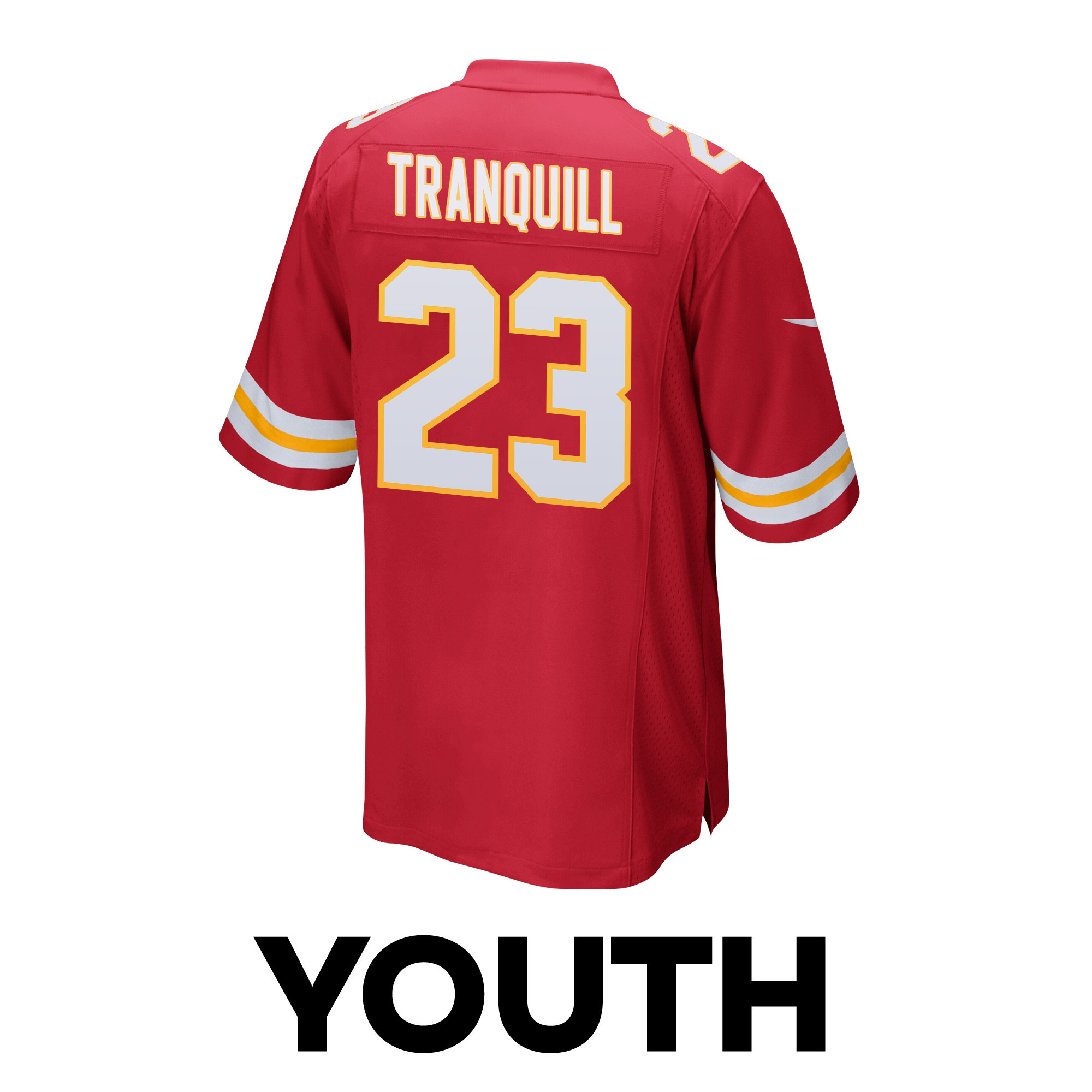 Drue Tranquill #23 Kansas City Chiefs Super Bowl LVIII Patch Game Jersey - Youth | Red - Image 3