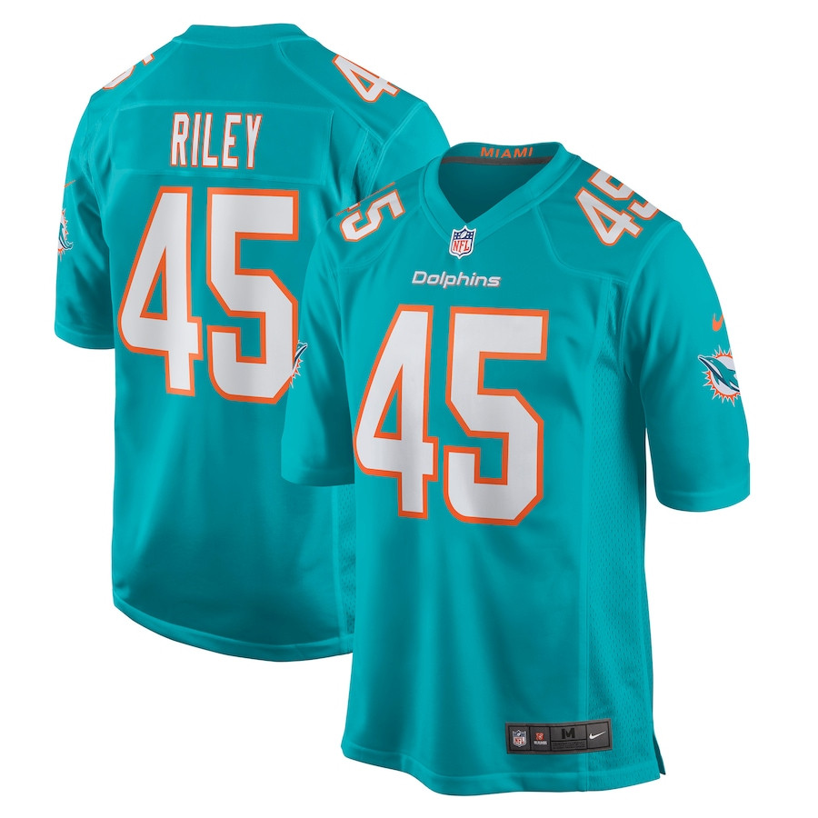 Duke Riley #45 Miami Dolphins Game Jersey - Men's | Aqua