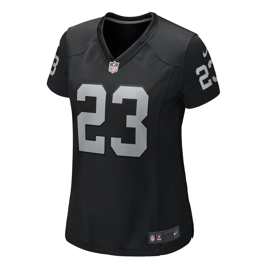 Alternative view of Dylan Laube #23 Las Vegas Raiders Game Jersey - Women's | Black