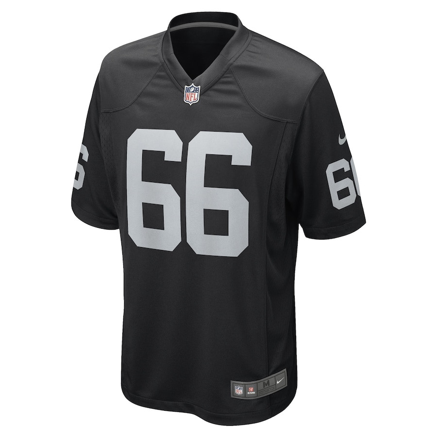 Alternative view of Dylan Parham #66 Las Vegas Raiders Game Jersey - Men's | Black