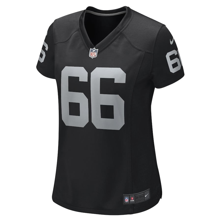 Alternative view of Dylan Parham #66 Las Vegas Raiders Game Jersey - Women's | Black